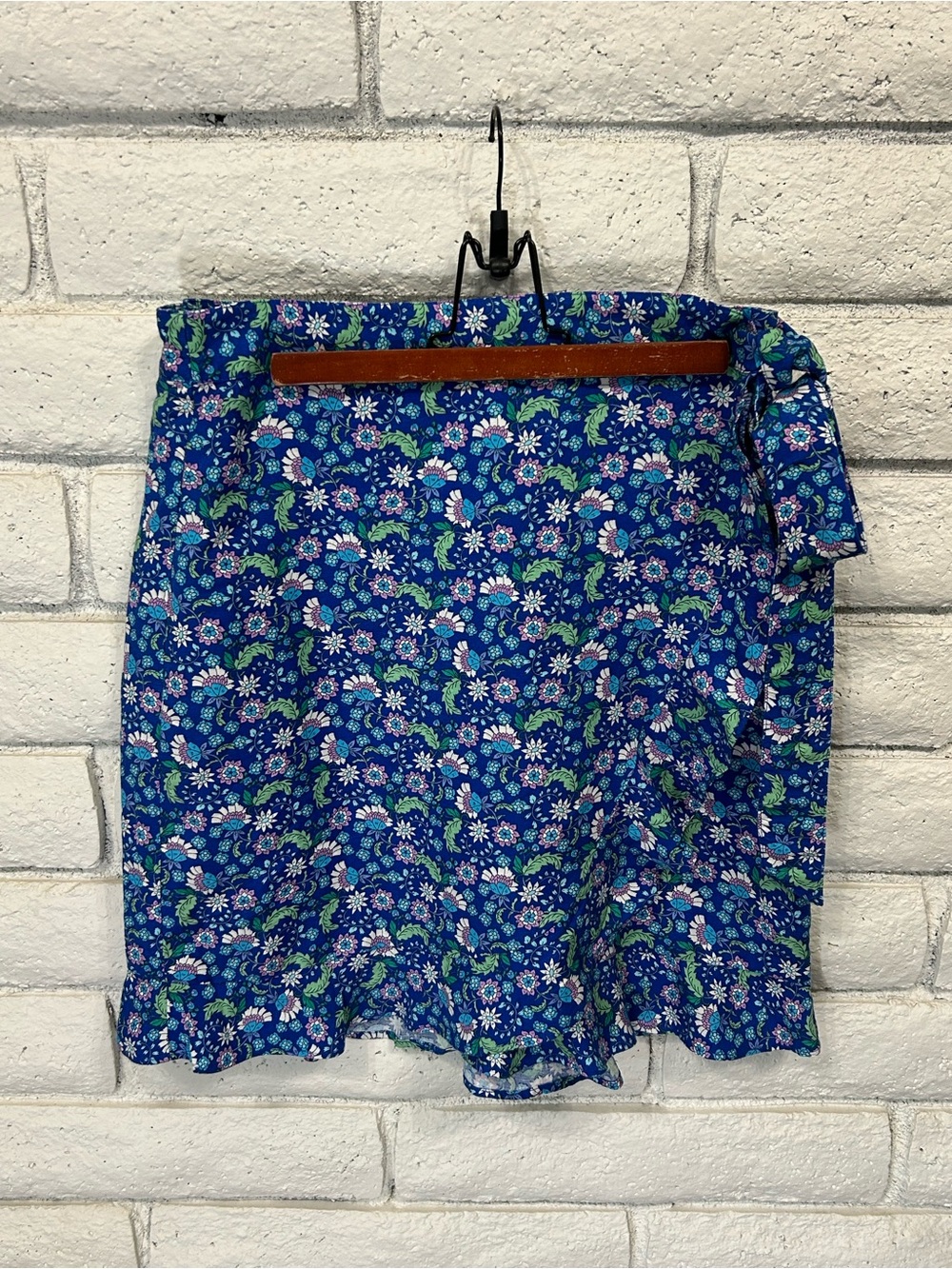 LOFT Floral Wrap Mini Skirt Blue Purple Size 8